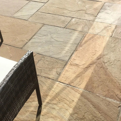 Elite Buff Indian 22mm Sandstone Paving Slabs - Riven - Patio Kit
