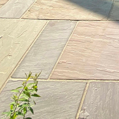 Elite Buff Indian 22mm Sandstone Paving Slabs - Riven - Patio Kit