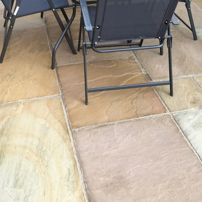 Elite Buff Indian 22mm Sandstone Paving Slabs - Riven - Patio Kit