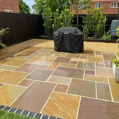 Elite Buff Indian 22mm Sandstone Paving Slabs - Riven - Patio Kit