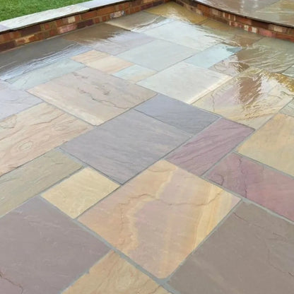 Elite Buff Indian 22mm Sandstone Paving Slabs - Riven - Patio Kit