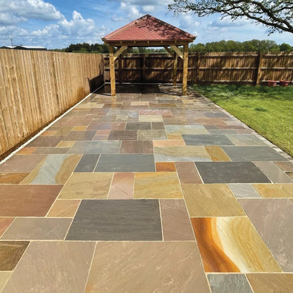 Elite Buff Indian 22mm Sandstone Paving Slabs - Riven - Patio Kit