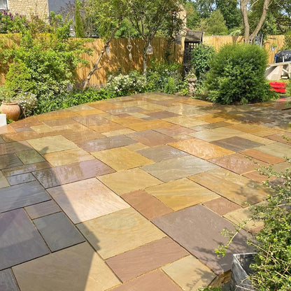 Elite Buff Indian 22mm Sandstone Paving Slabs - Riven - Patio Kit