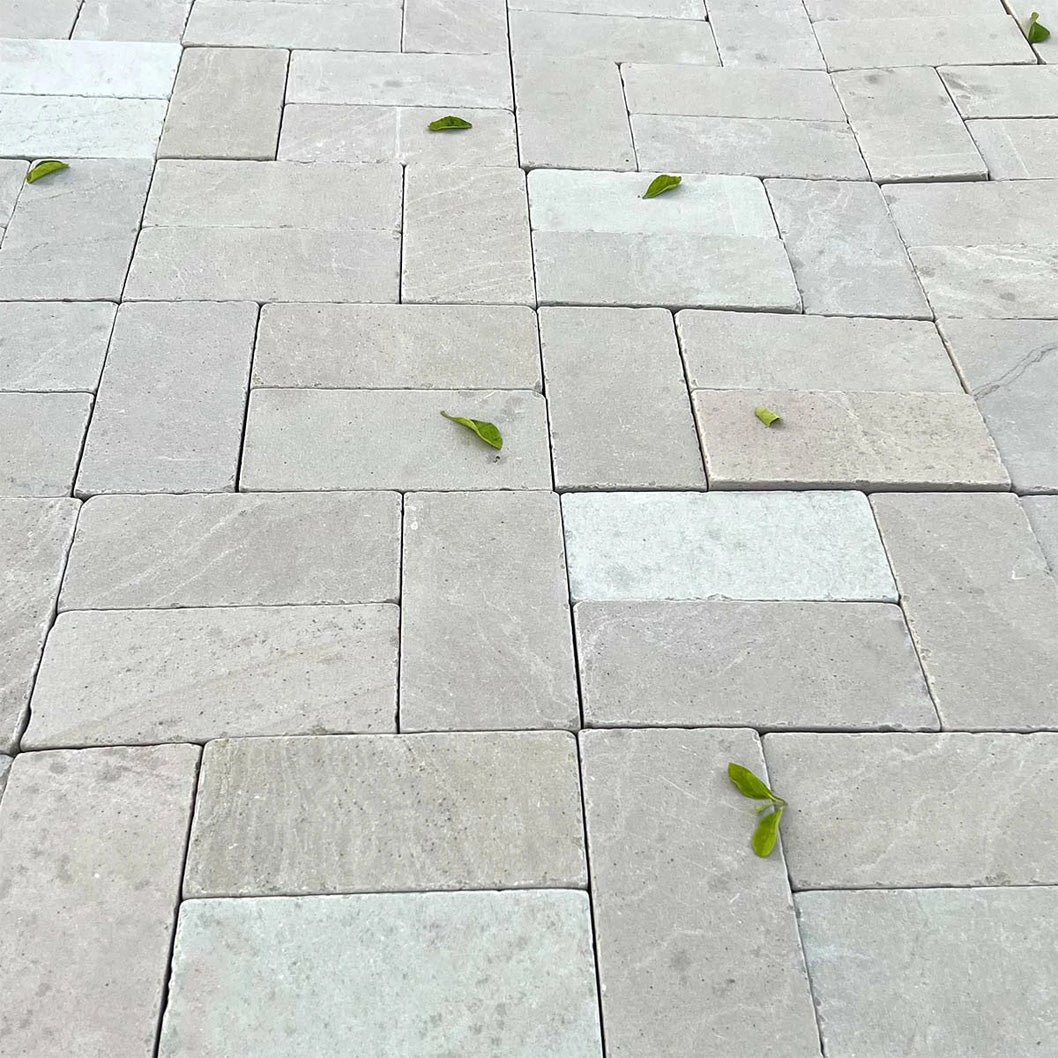 Elite Buff Indian Sandstone Setts - Tumbled - 200×100 - 40mm - JJ Building Materials
