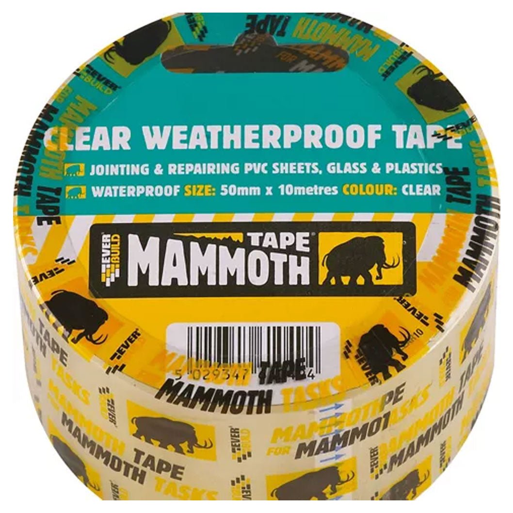 EVERBUILD MAMMOTH Clear Weatherproof tape 50mm - 10m - JJ Building Materials