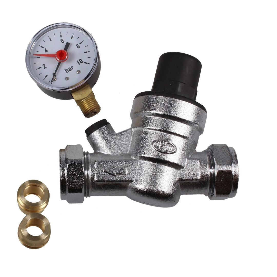 Evolve 15 & 22mm Pressure Reducing Valve c/w Gauge - JJ Building Materials