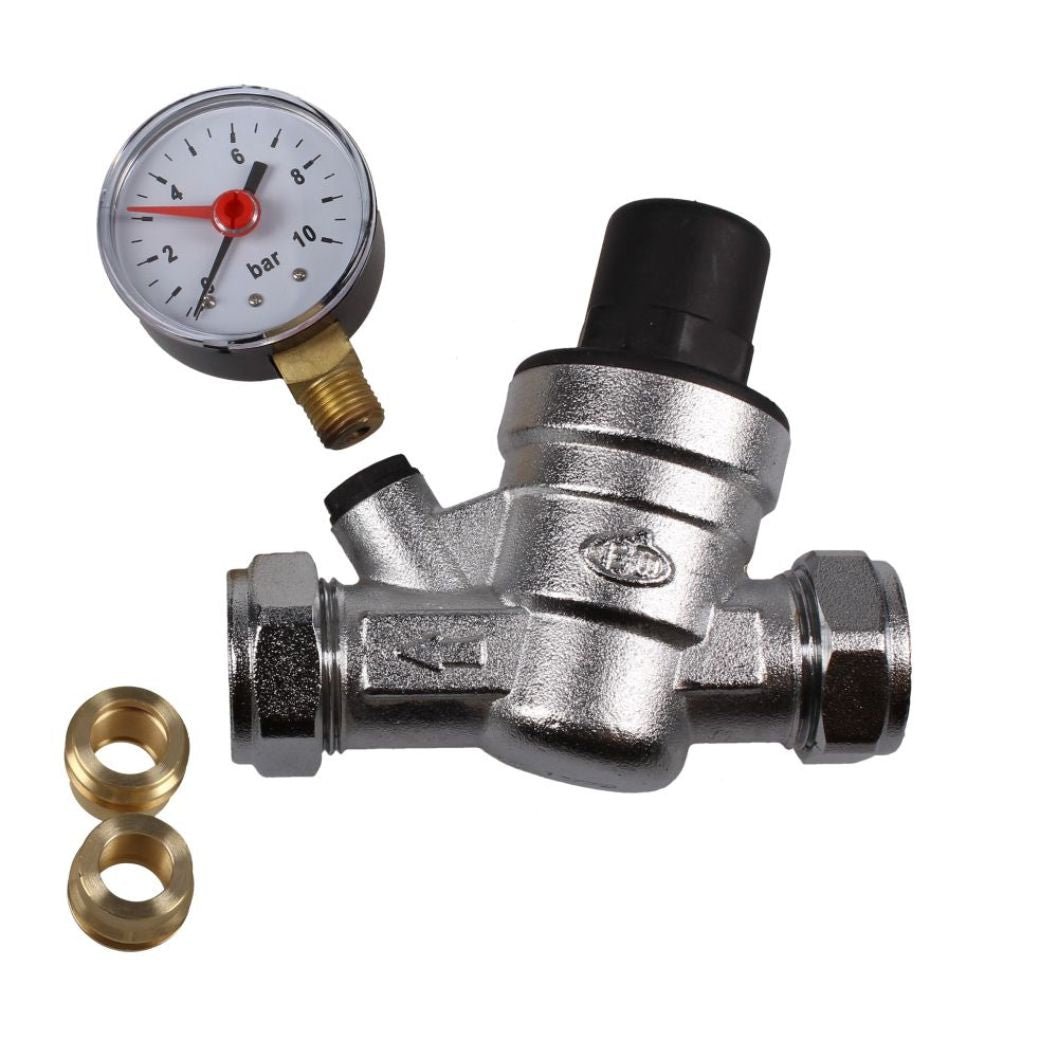 Evolve 15 & 22mm Pressure Reducing Valve c/w Gauge - JJ Building Materials