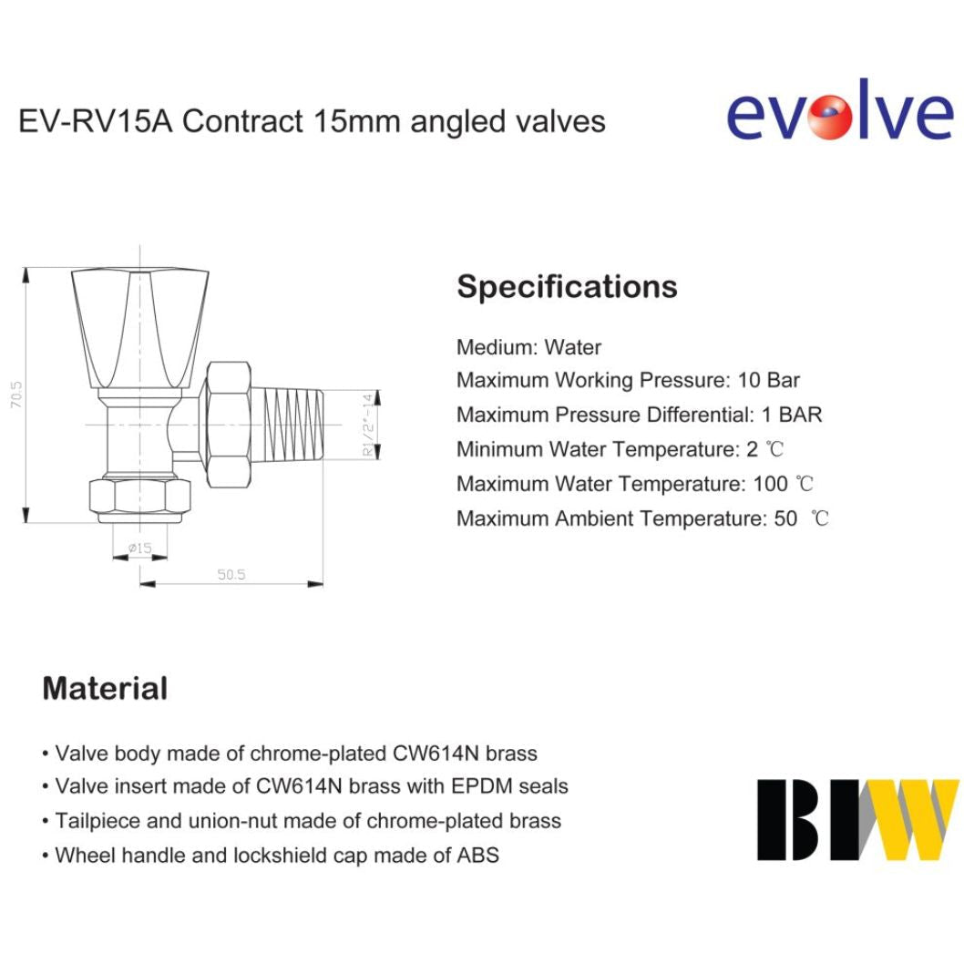 Evolve 15 mm Angled Wheel Head Valve - JJ Building Materials