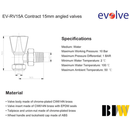 Evolve 15 mm Angled Wheel Head Valve - JJ Building Materials