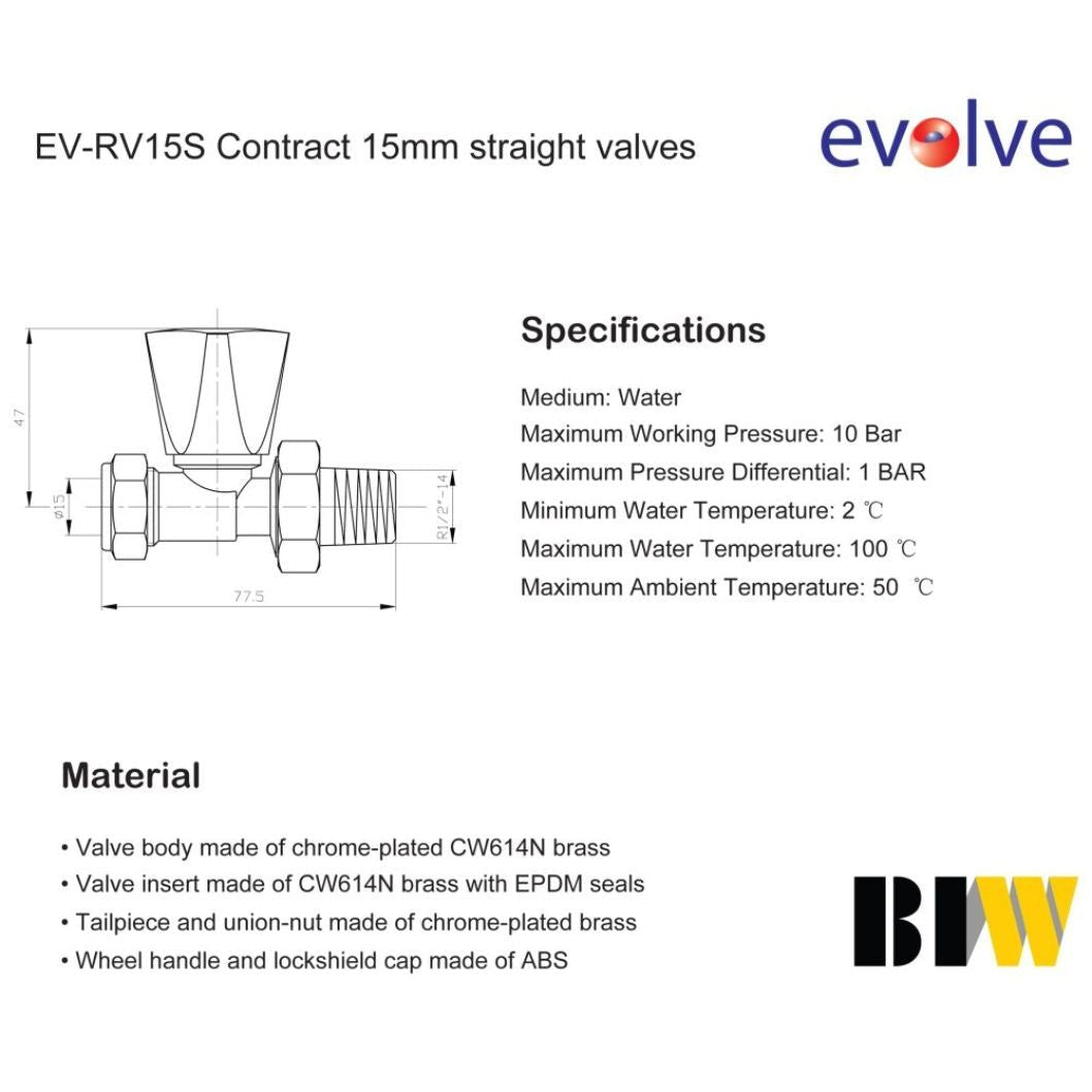 Evolve 15 mm Straight Wheel Head Valve - JJ Building Materials