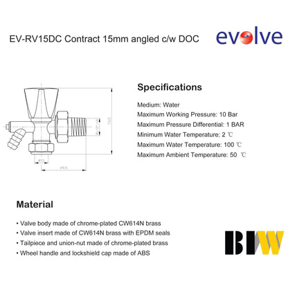 Evolve 15mm Angled Wheel Head c/w Drain Off - JJ Building Materials