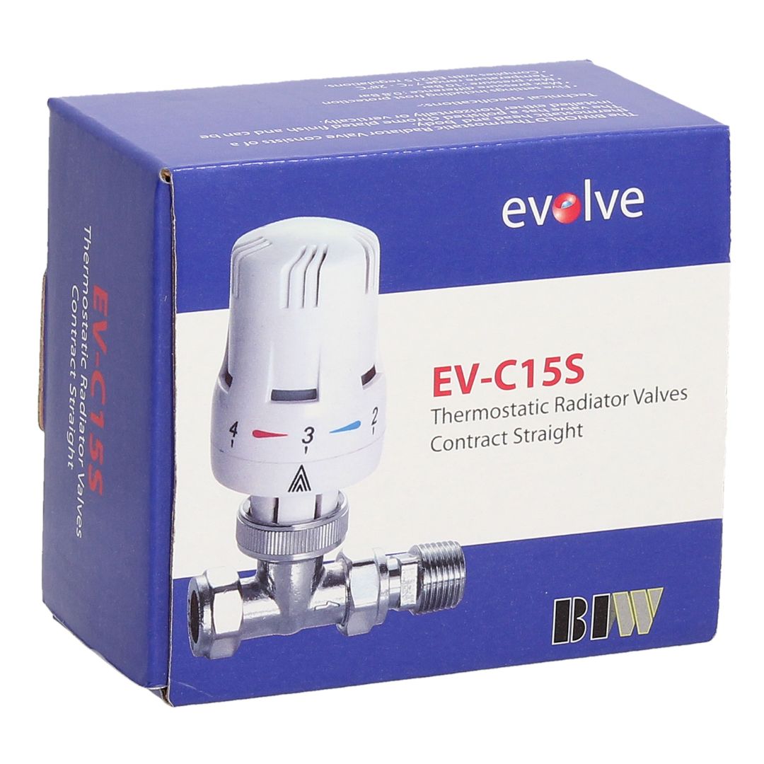 Evolve Contract 15 mm Straight Chrome/White TRV - JJ Building Materials