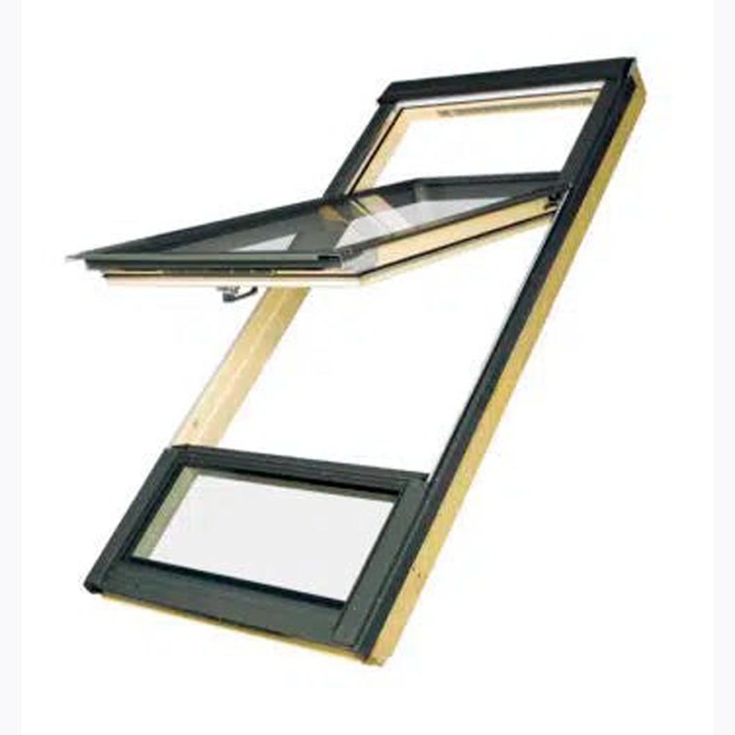 Fakro FDY-V P2 Natural Pine Raised Axis Dual Roof Window - JJ Building Materials