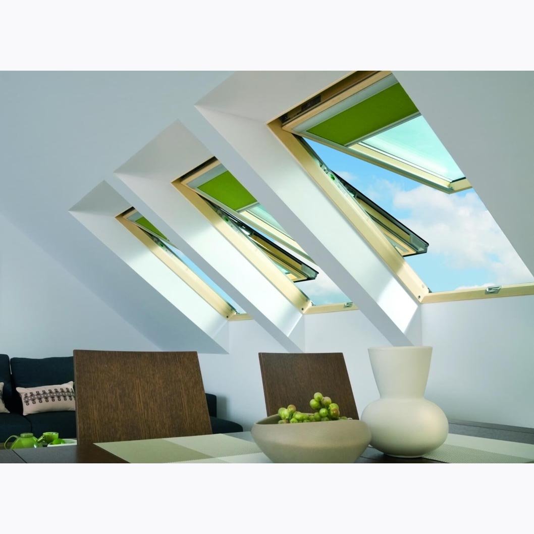 Fakro FPP-V Natural Pine PreSelect MAX Top Hung and Centre Pivot Double Glazed Roof Window - JJ Building Materials
