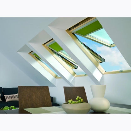 Fakro FPP-V Natural Pine PreSelect MAX Top Hung and Centre Pivot Double Glazed Roof Window - JJ Building Materials