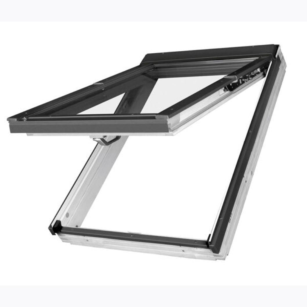 Fakro FPU-V White PU Coated Pine PreSelect MAX Top Hung and Centre Pivot Double Glazed Roof Window - JJ Building Materials