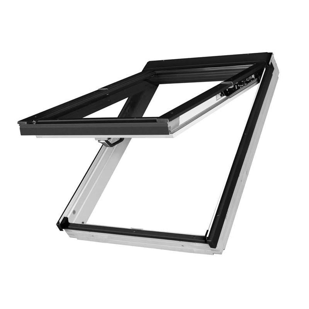 Fakro FPU-V/C White PU Coated Pine Conservation Style preSelect MAX Top Hung and Centre Pivot Double Glazed Roof Window - JJ Building Materials