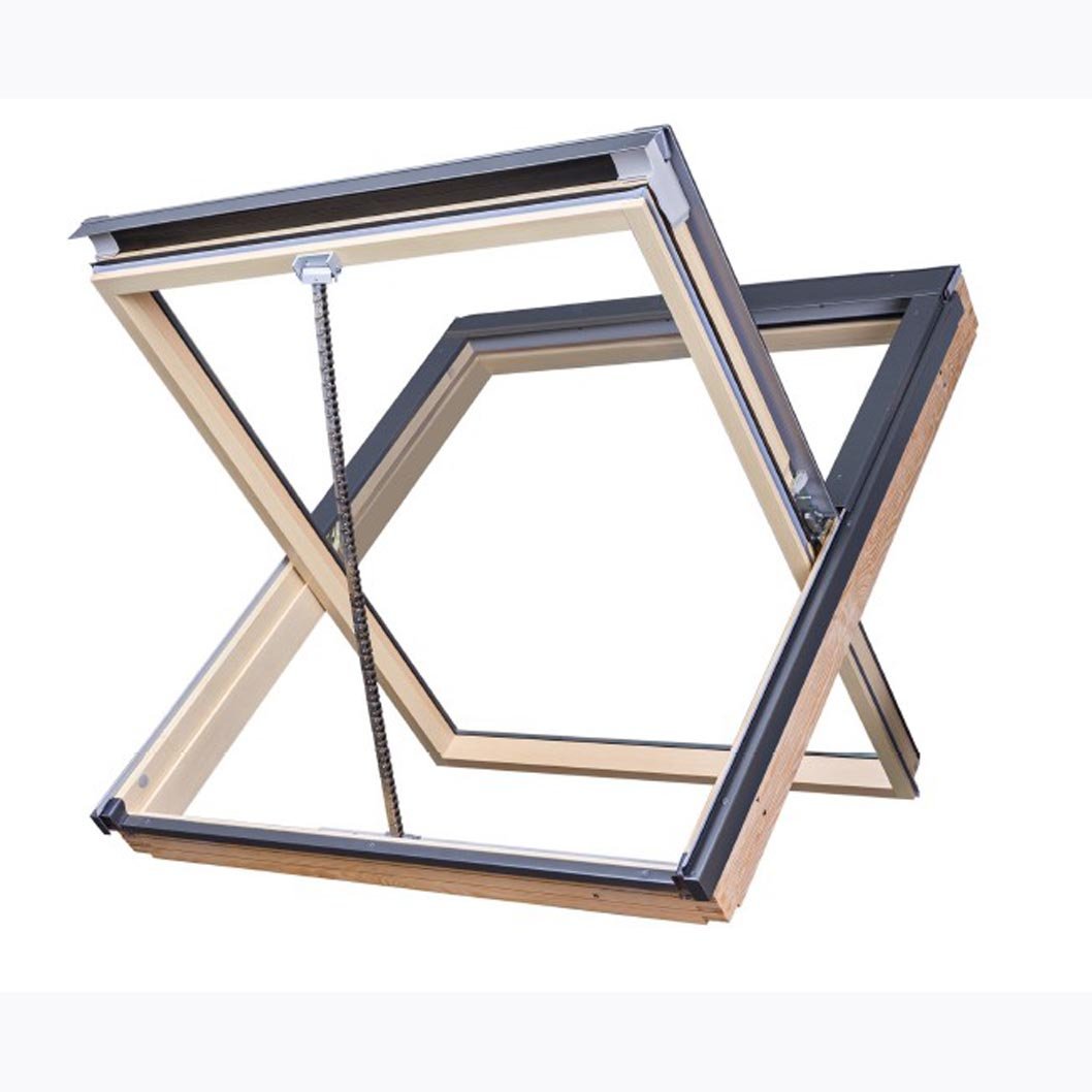 Fakro FSR P2 Natural Pine Double Glazed Smoke Ventilation Window - JJ Building Materials