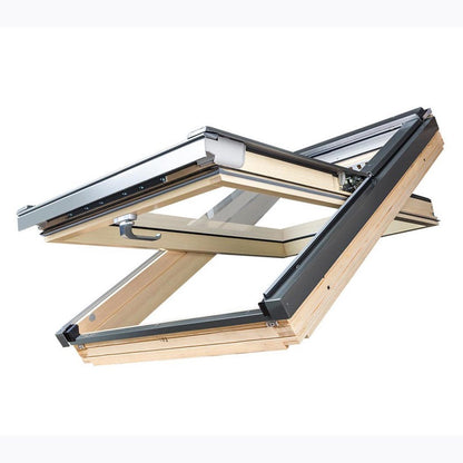 Fakro FTT U6 Natural Pine Triple Glazed Centre Pivot Roof Window - JJ Building Materials