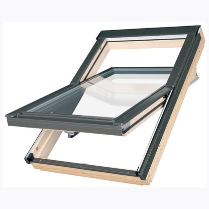 Fakro FTT U6 Natural Pine Triple Glazed Centre Pivot Roof Window - JJ Building Materials