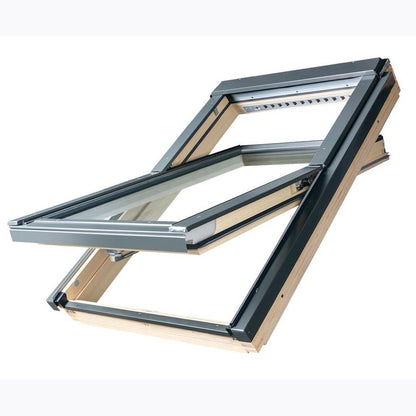 Fakro FTT U8 Pine Quadruple Glazed Centre Pivot Roof Window - JJ Building Materials