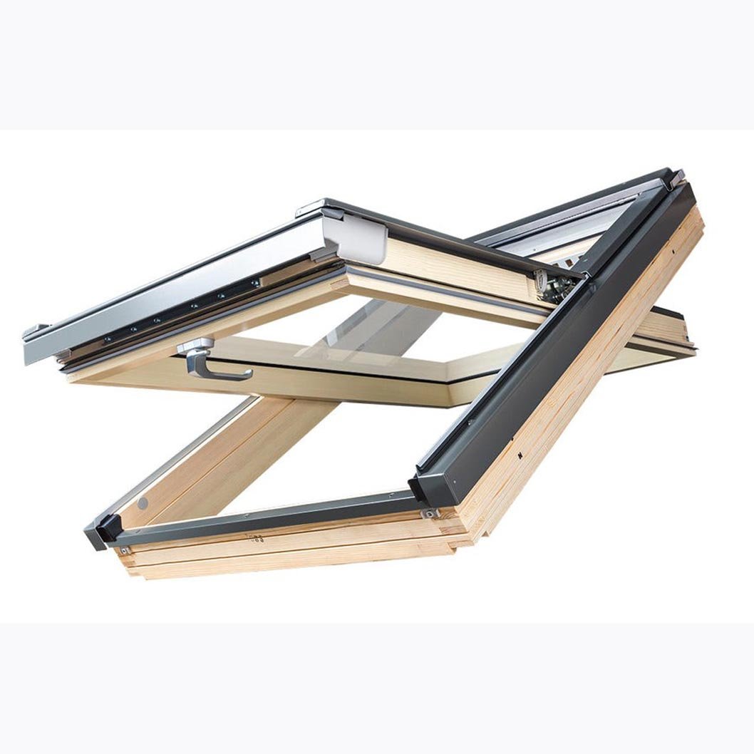 Fakro FTT U8 Pine Quadruple Glazed Centre Pivot Roof Window - JJ Building Materials