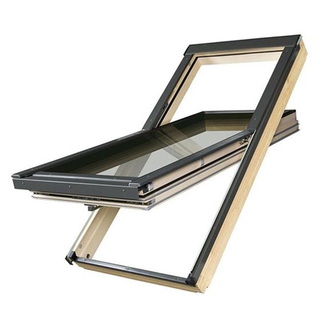 Fakro FTT/U U8 White PU Coated Pine Quadruple Glazed Centre Pivot Thermo Roof Window - JJ Building Materials