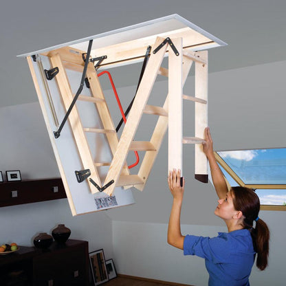 Fakro LWK-280 Komfort 3 Section Folding Wooden Loft Ladder - JJ Building Materials