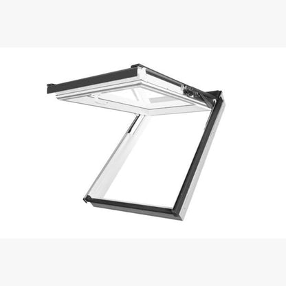 Fakro PPP-V White uPVC PreSelect MAX Top Hung and Centre Pivot Double Glazed Roof Window - JJ Building Materials