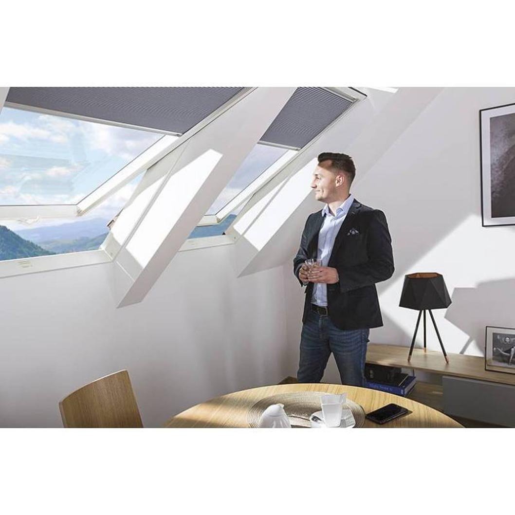 Fakro PTP-V P2 White PVC Laminated Centre Pivot Roof Window - JJ Building Materials