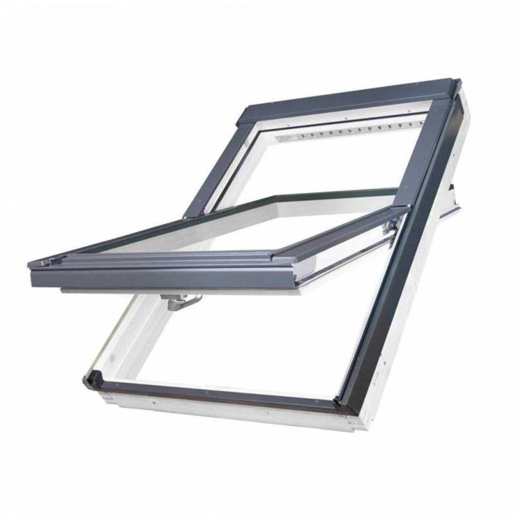 Fakro PTP-V P2 White PVC Laminated Centre Pivot Roof Window - JJ Building Materials