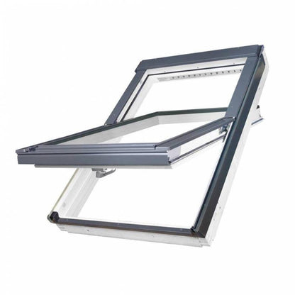 Fakro PTP-V P2 White PVC Laminated Centre Pivot Roof Window - JJ Building Materials