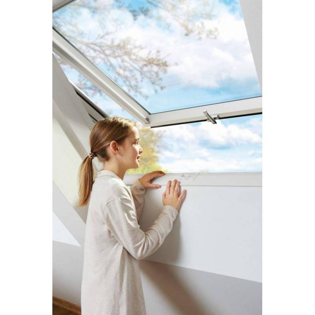 Fakro PTP-V P2 White PVC Laminated Centre Pivot Roof Window - JJ Building Materials