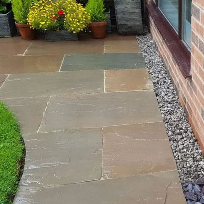 Fall Brown Indian 22mm Sandstone Paving Slabs - Riven - JJ Building Materials
