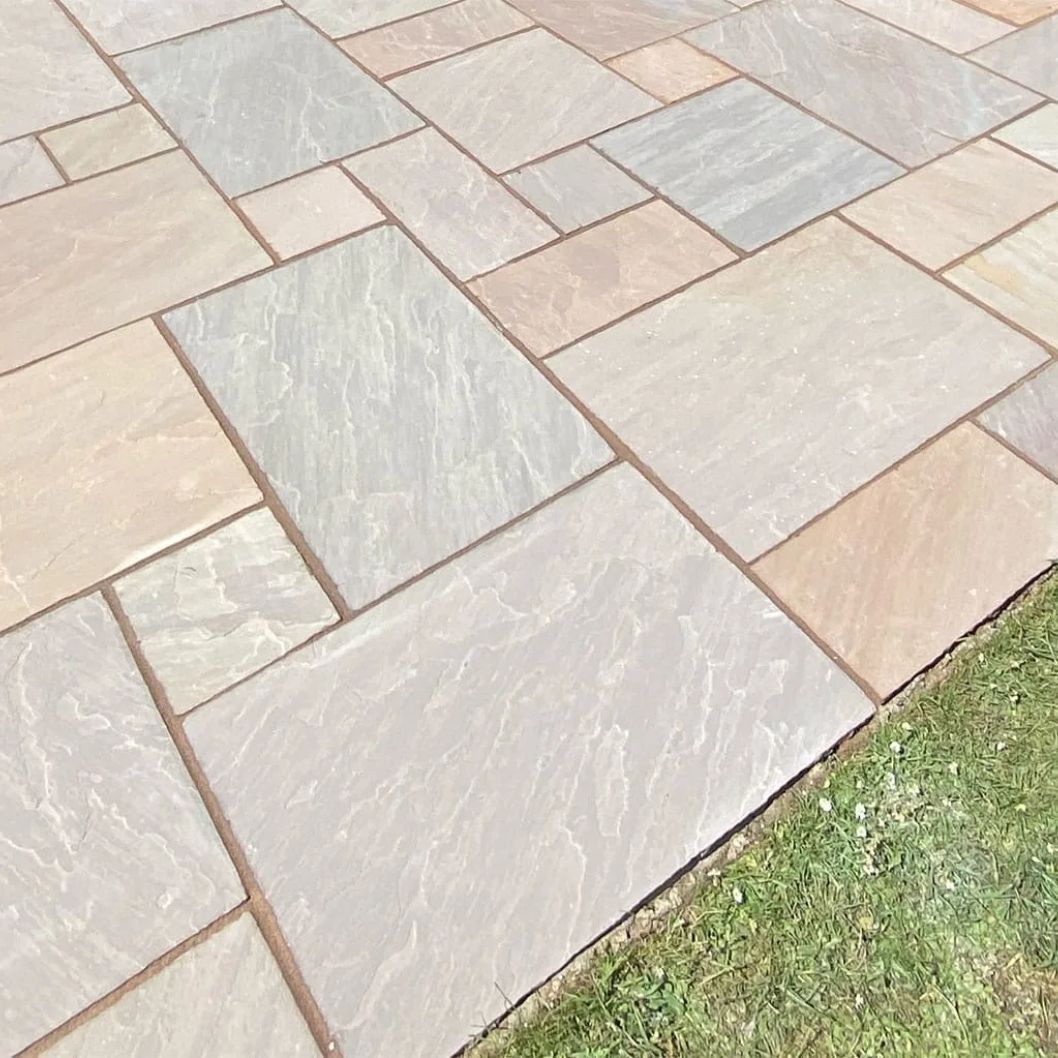 Fall Brown Indian 22mm Sandstone Paving Slabs - Riven - JJ Building Materials