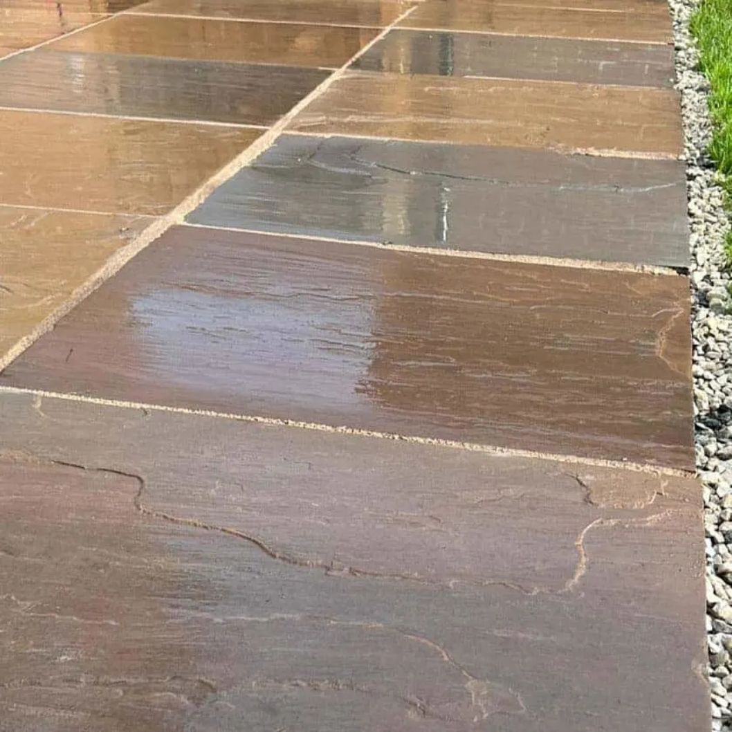 Fall Brown Indian 22mm Sandstone Paving Slabs - Riven - JJ Building Materials
