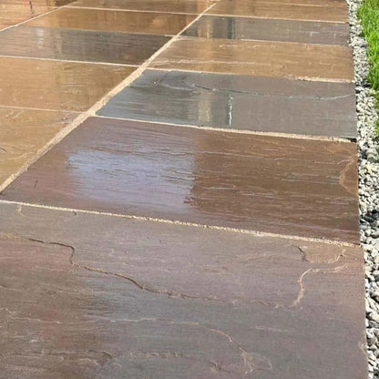 Fall Brown Indian 22mm Sandstone Paving Slabs - Riven - JJ Building Materials