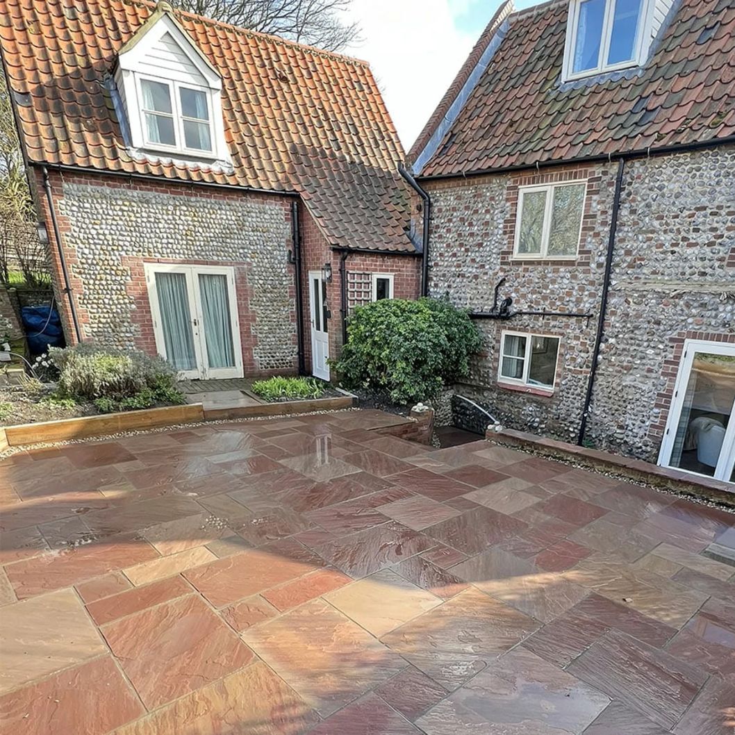 Fall Brown Indian 22mm Sandstone Paving Slabs - Riven - Patio Kit - JJ Building Materials