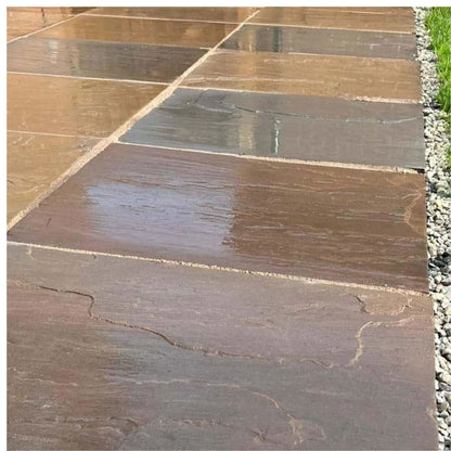 Fall Brown Indian 22mm Sandstone Paving Slabs - Riven