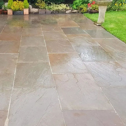 Fall Brown Indian 22mm Sandstone Paving Slabs - Riven