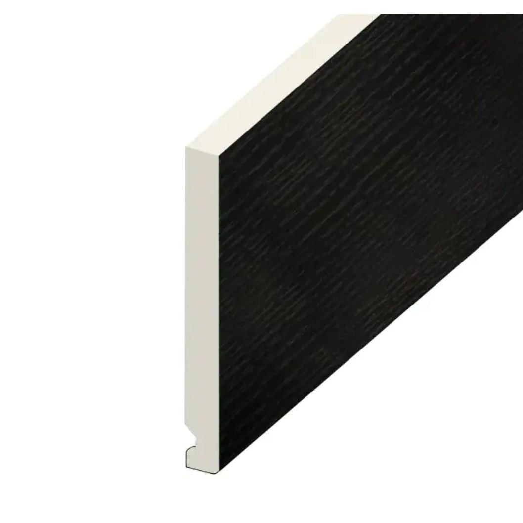 Floplast 18mm Black Woodgrain Fascia Board - JJ Building Materials