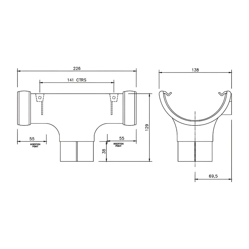 Floplast Half Round Gutter 112mm Running Outlet - JJ Building Materials