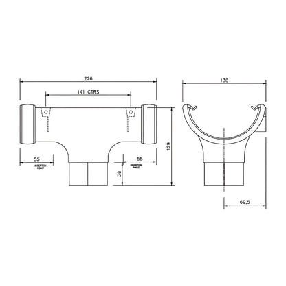 Floplast Half Round Gutter 112mm Running Outlet
