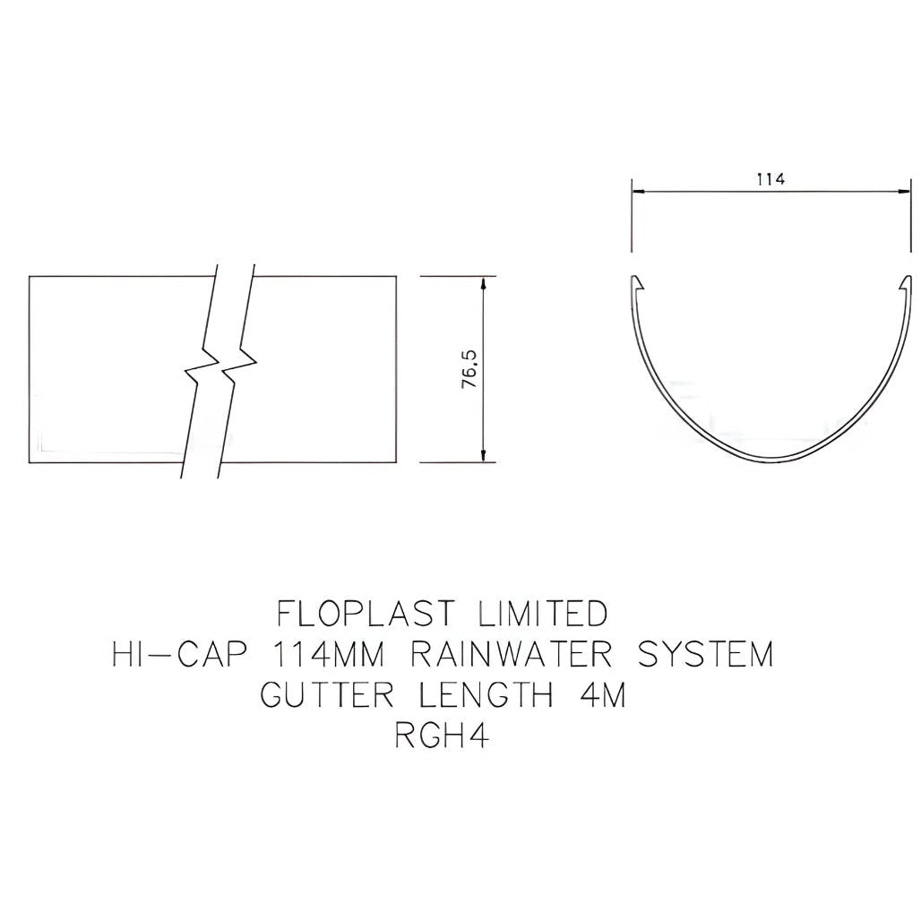 Floplast Hi - Cap 4m Round Gutter Length - JJ Building Materials