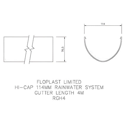 Floplast Hi - Cap 4m Round Gutter Length - JJ Building Materials