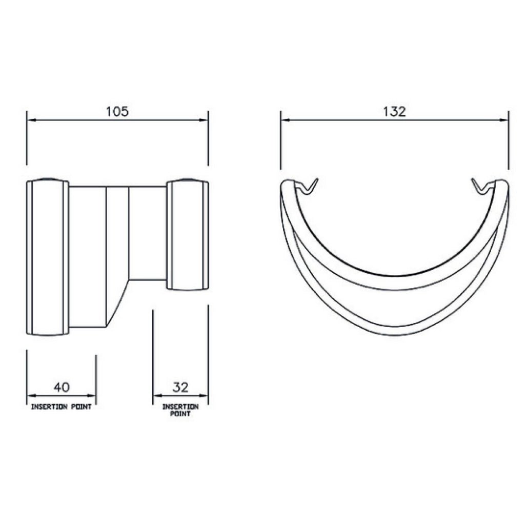 Floplast Hi - Cap Half Round Gutter Adaptor - JJ Building Materials