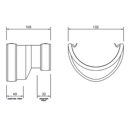 Floplast Hi - Cap Half Round Gutter Adaptor - JJ Building Materials