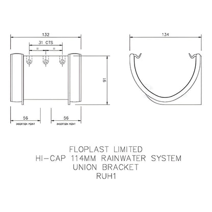 Floplast Hi - Cap Round Union Gutter bracket - JJ Building Materials