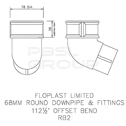 Floplast Round 68mm Offset Bend