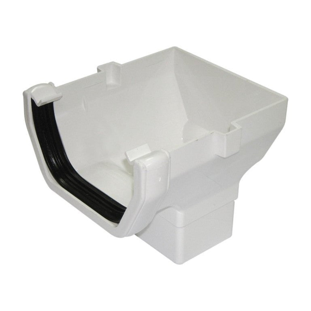 Floplast Square 114mm Stop End Outlet For Gutter - JJ Building Materials